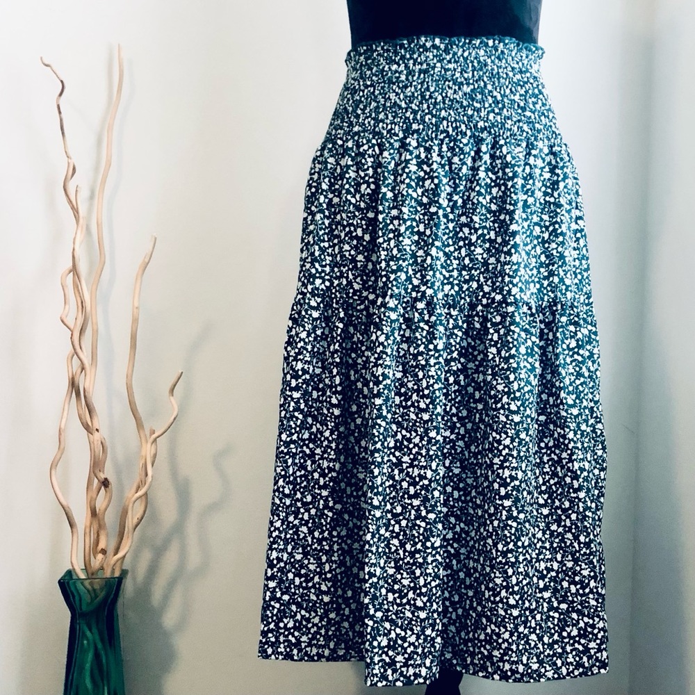 Green Floral Print Maxi Skirt - Size S